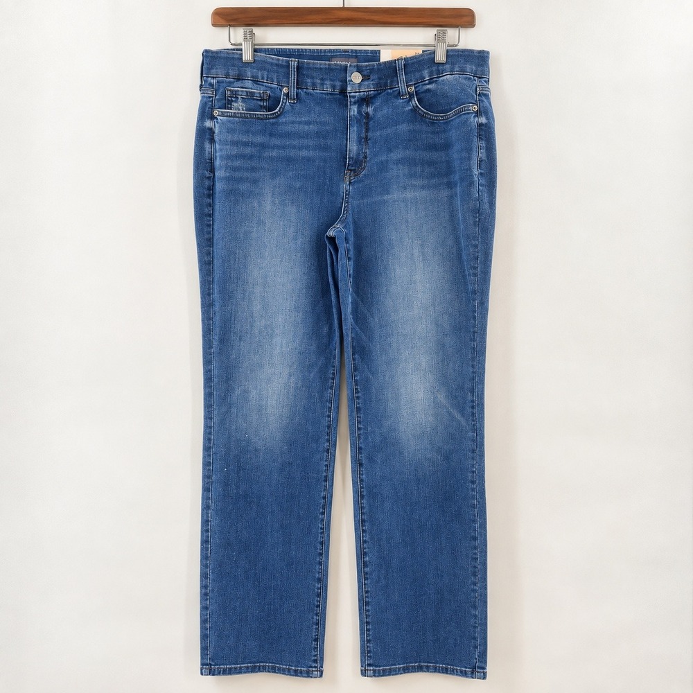 NYDJ Marilyn Straight Jeans XL Blue Denim Lift Tuck Waist-Match Classic NWT
